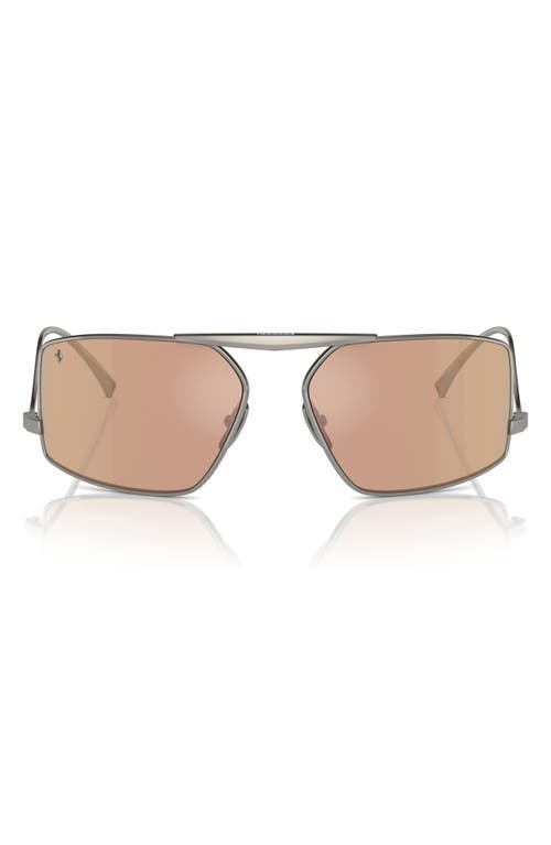 Scuderia Ferrari 64mm Oversize Rectangular Sunglasses In Silver