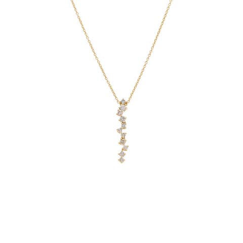 Diamond Scattered Drop Pendant Necklace 14K