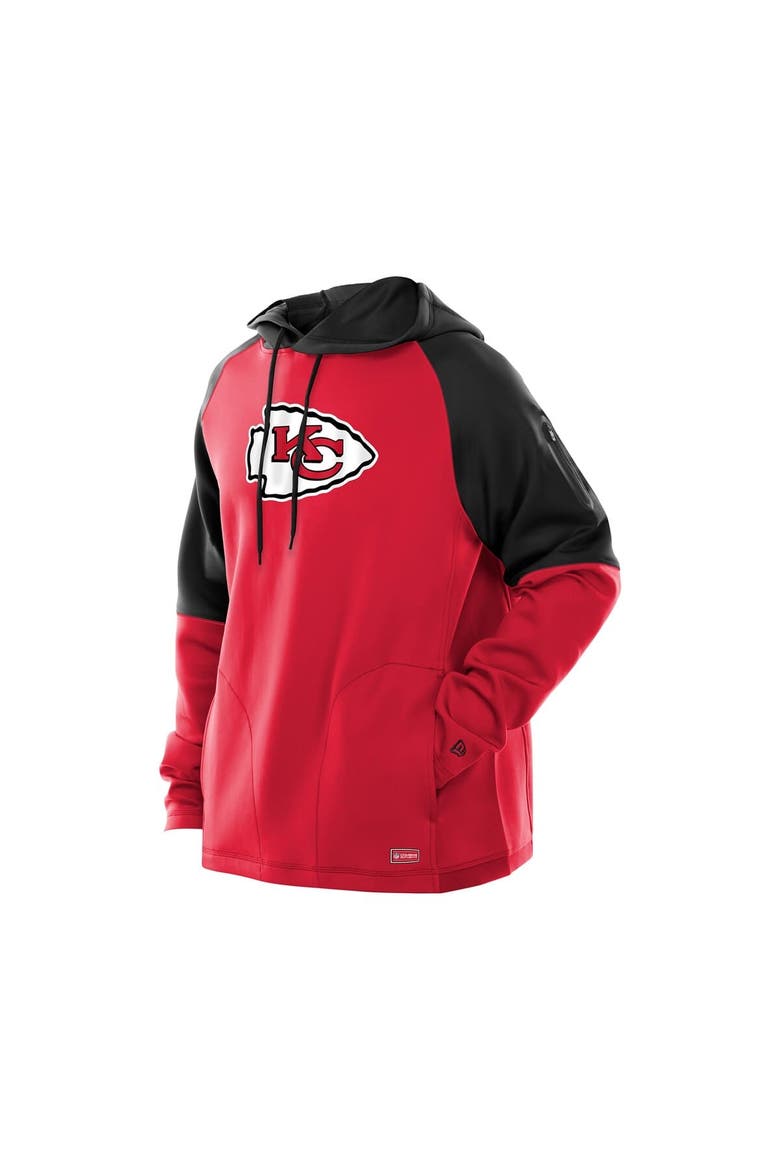 Men's New Era  Red Kansas City Chiefs Combine Authentic Color Block Raglan Pullover Hoodie, Alternate, color, Red