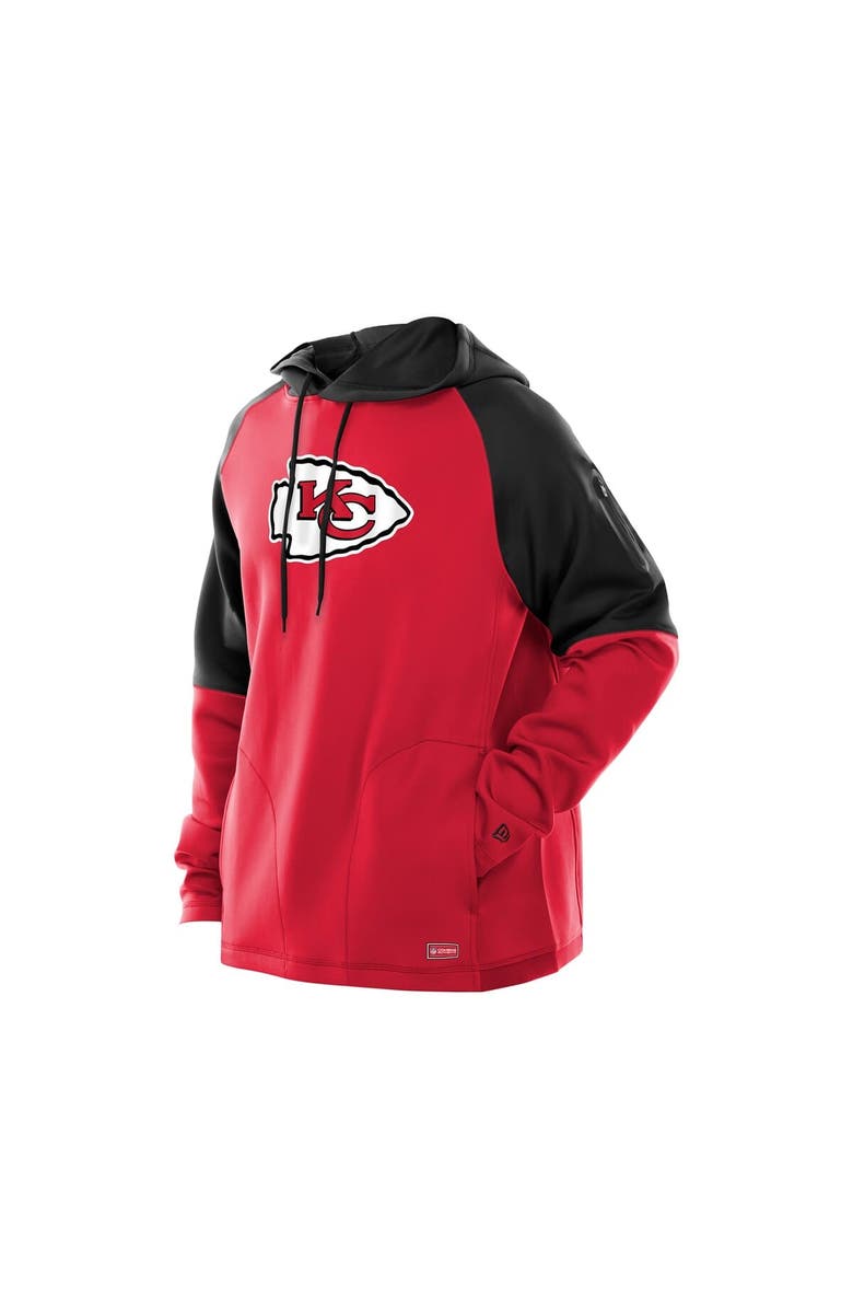 New Era Men's New Era Red Kansas City Chiefs Combine Authentic Color Block Raglan Pullover Hoodie, Alternate, color, Red