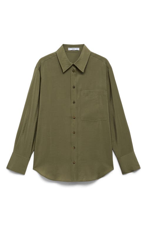 Mango Relaxed Button-up Shirt In Khaki Green