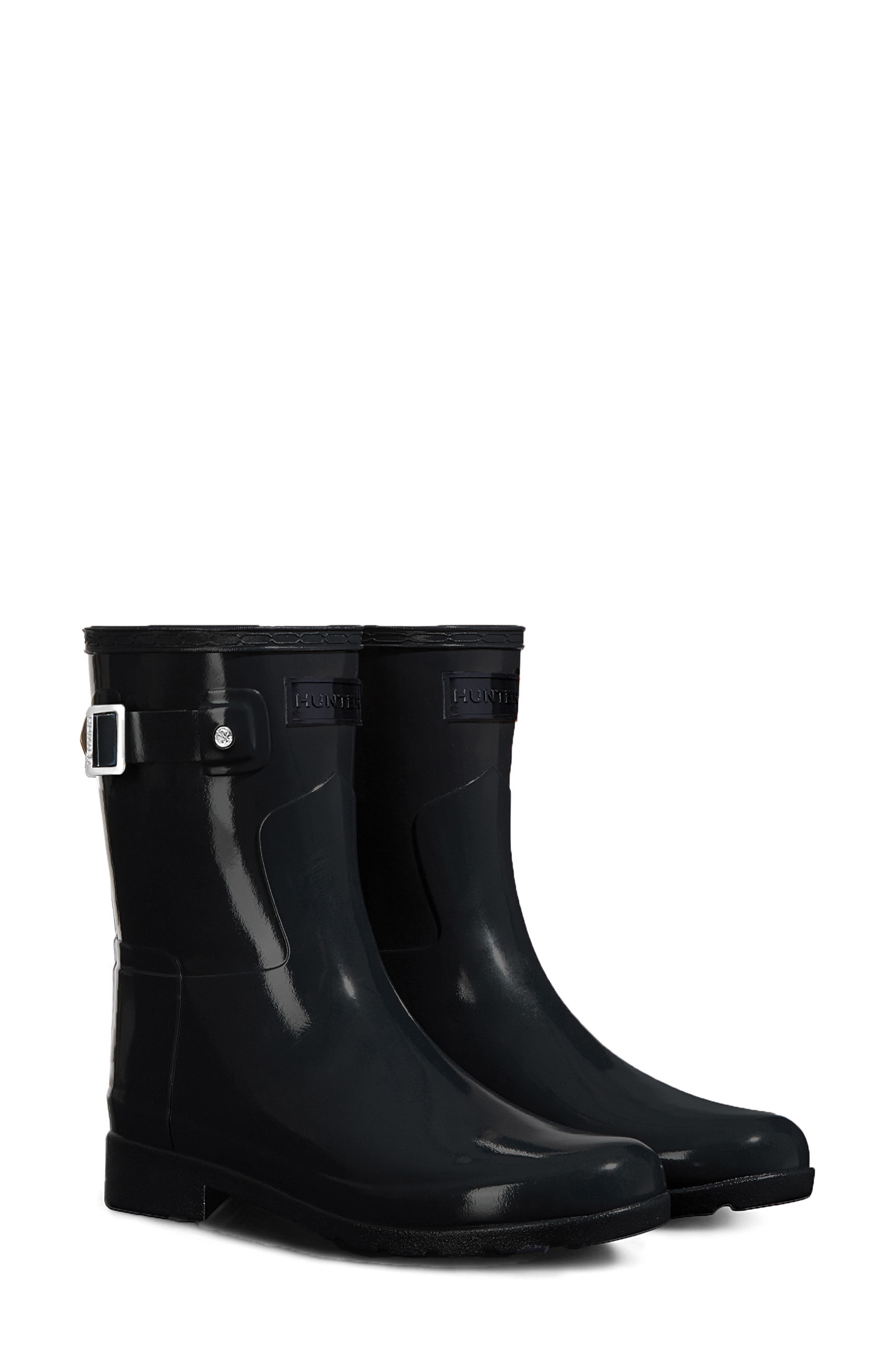 Hunter Refined Short Gloss Rain Boot, Main, color, 