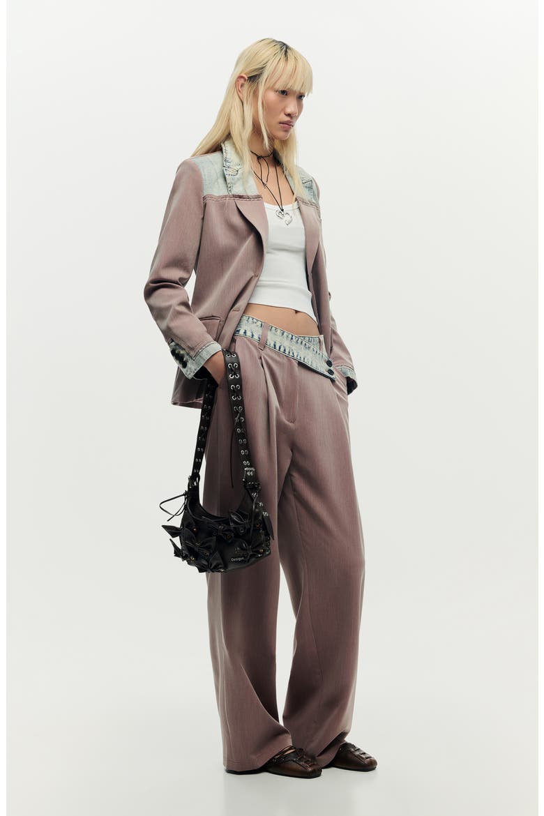 Denim Trim Blazer, Alternate, color, PINK
