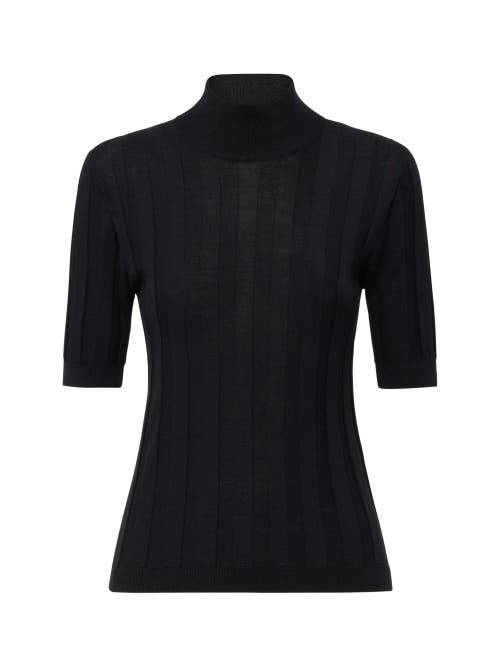 Callas Milano Jordyn Short Sleeve Mockneck Sweater In Black