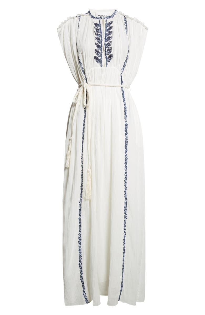 Isabel Marant Étoile Liviane Embroidered Maxi Dress, Alternate, color, Ecru/ Blue