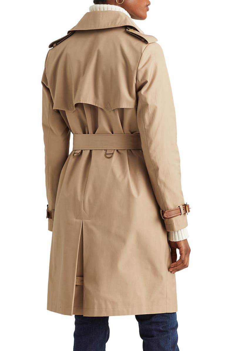 Lauren Ralph Lauren Double Breasted Cotton Blend Trench Coat, Alternate, color, 