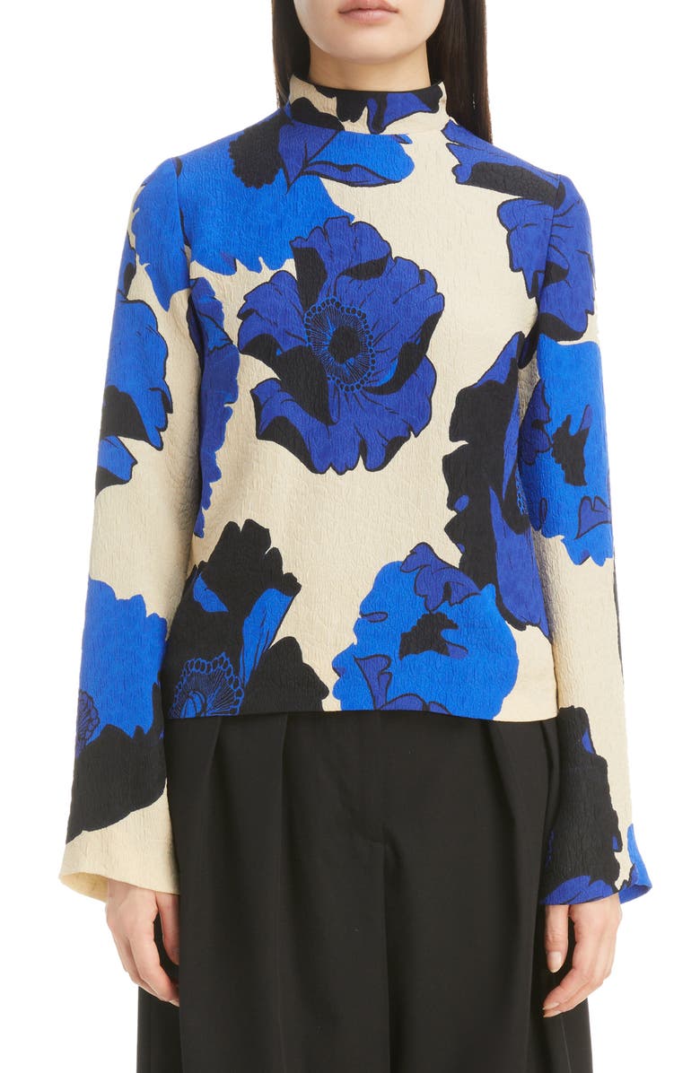 Dries Van Noten Capi Floral Print Mock Neck Blouse, Main, color,