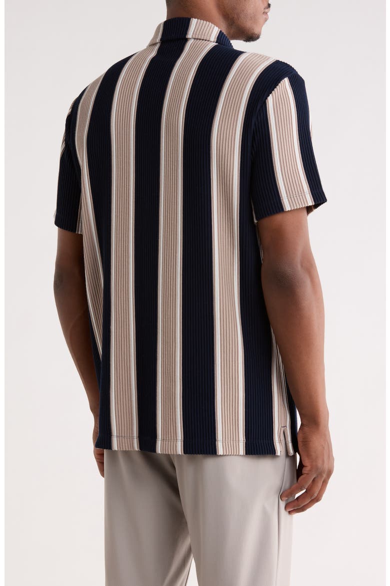 Textured Stripe Camp Shirt, Alternate, color, NAVY/ TAUPE/ WHITE