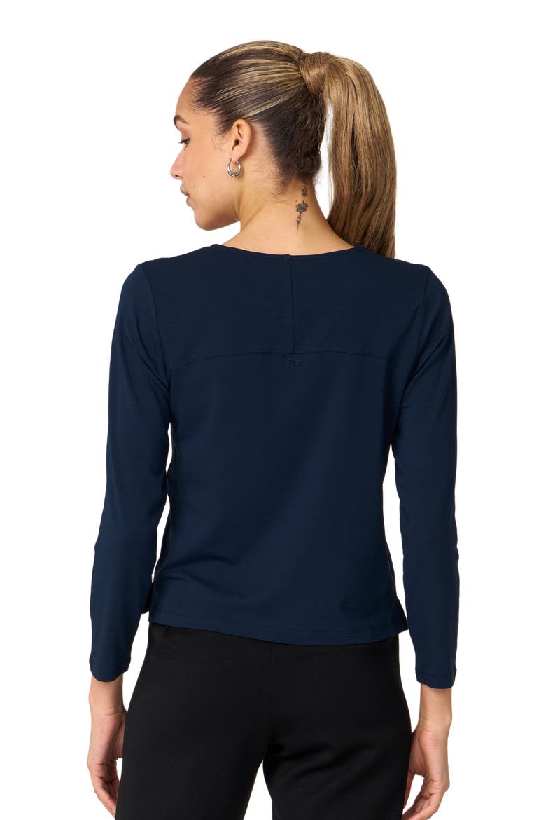 Rebody Essentials Mid Length Long Sleeve Top, Alternate, color, Navy