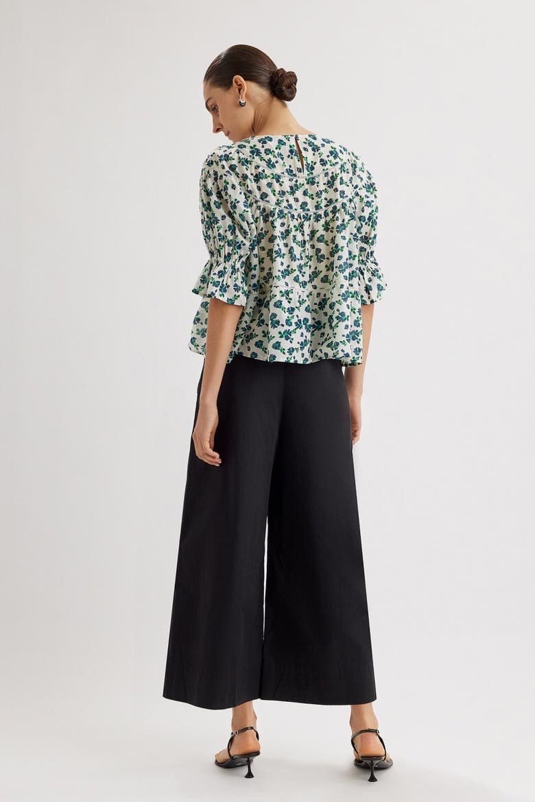 Sol Printed Top, Alternate, color, Navy Green Floral Print
