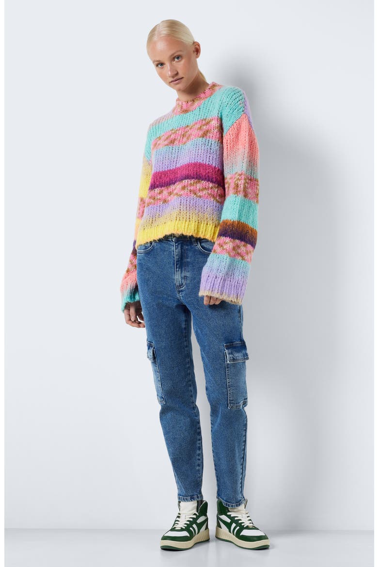 Dazy Pattern Mock Neck Sweater, Alternate, color, PURPLE ROSE DETAIL C