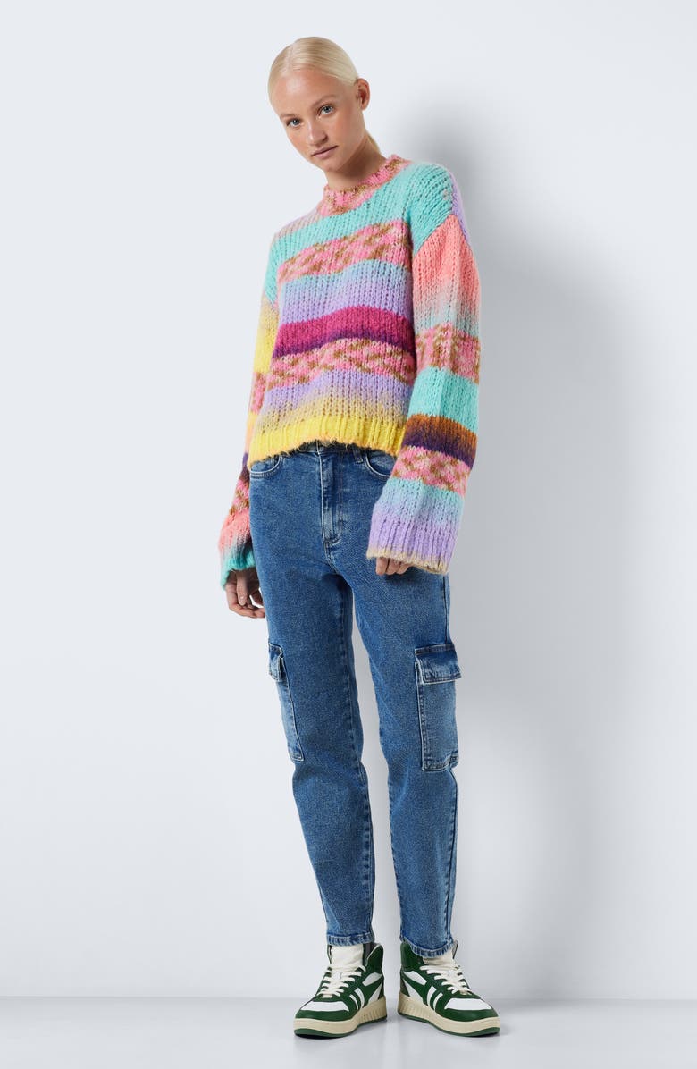 Noisy may Dazy Pattern Mock Neck Sweater, Alternate, color,