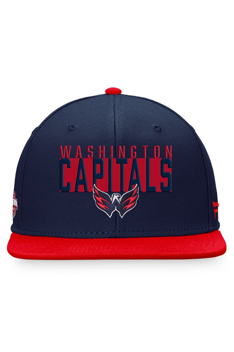 Men's Fanatics Branded Navy/Red Washington Capitals Fundamental Colorblocked Snapback Hat, Alternate, color, Navy