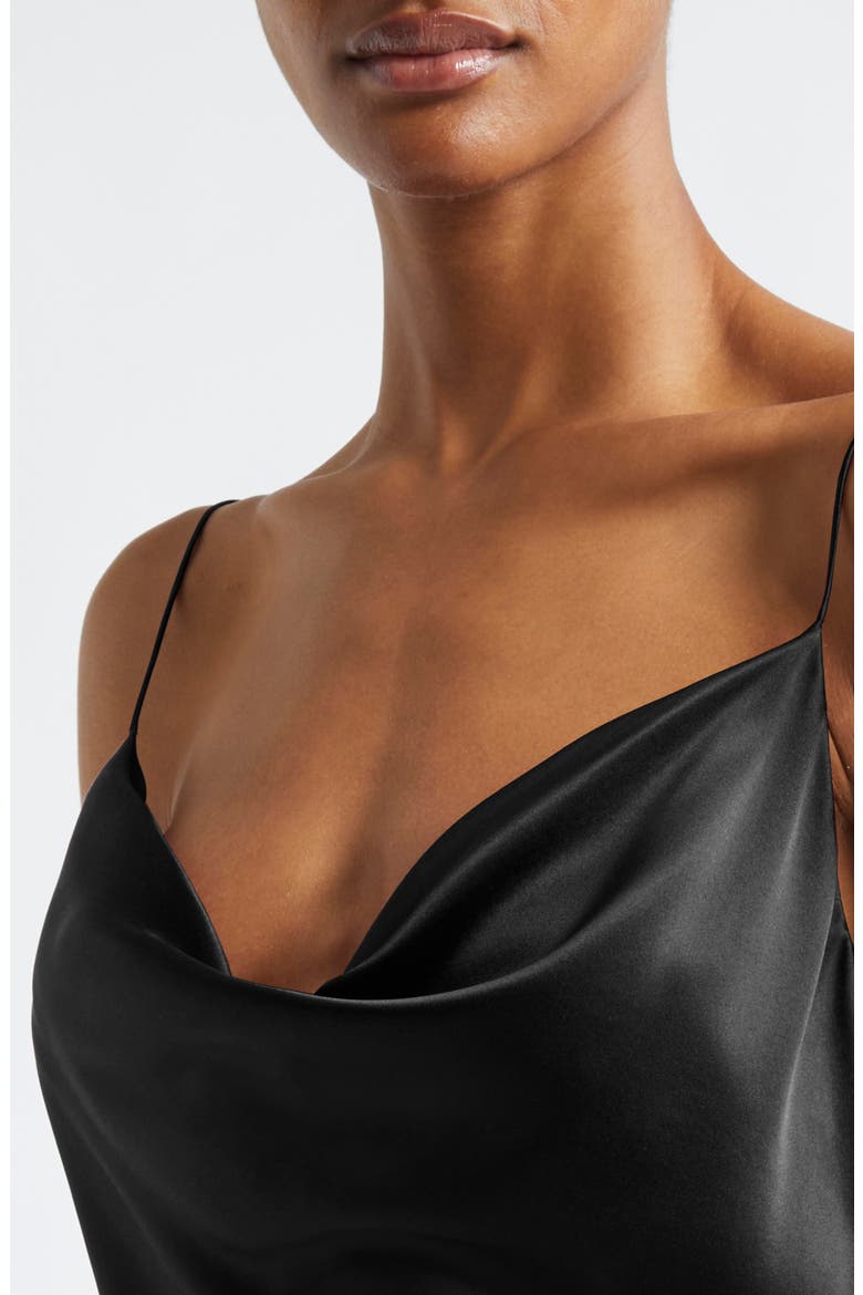 Calista Cowl Neck Silk Camisole, Alternate, color, BLACK