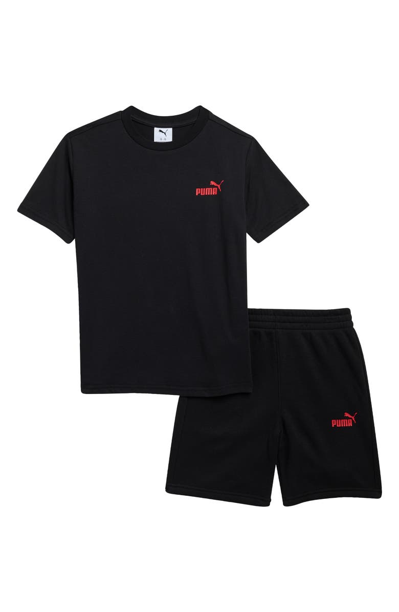 PUMA Kids' Graphic T-Shirt & Shorts Set, Main, color, Black