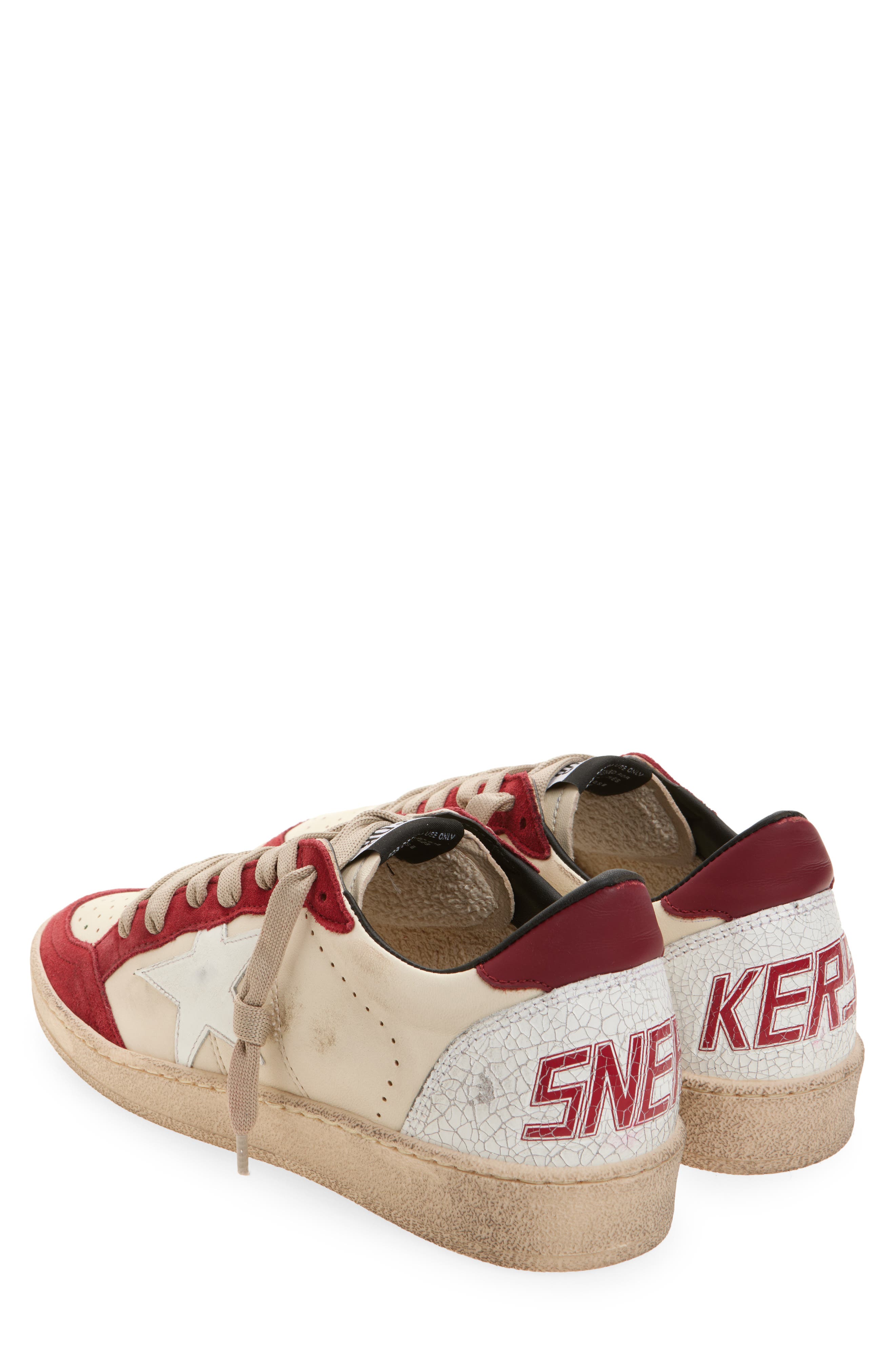 Golden Goose Ball Star Sneaker, Alternate, color, White Beige/Red/White