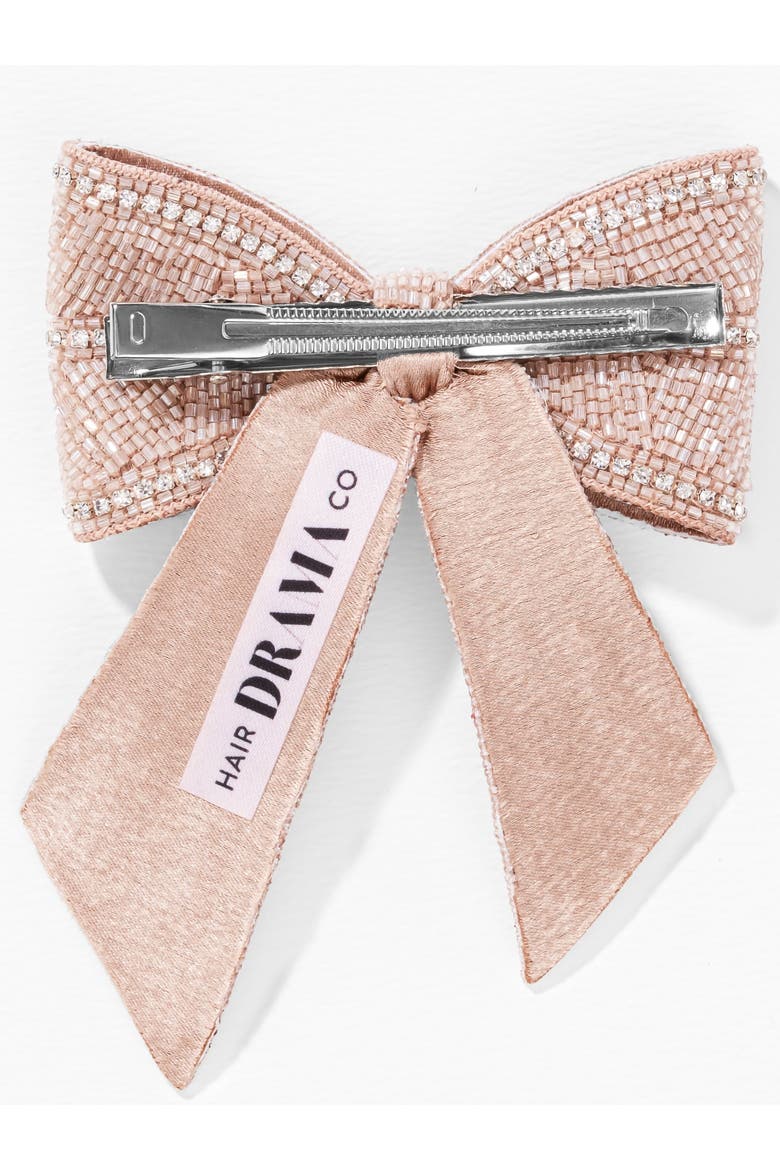 Blush Diamond Beaded Hair Bow, Alternate, color, Pink