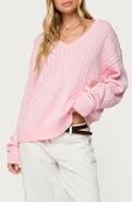 EDIKTED Polly V-Neck Cable Sweater