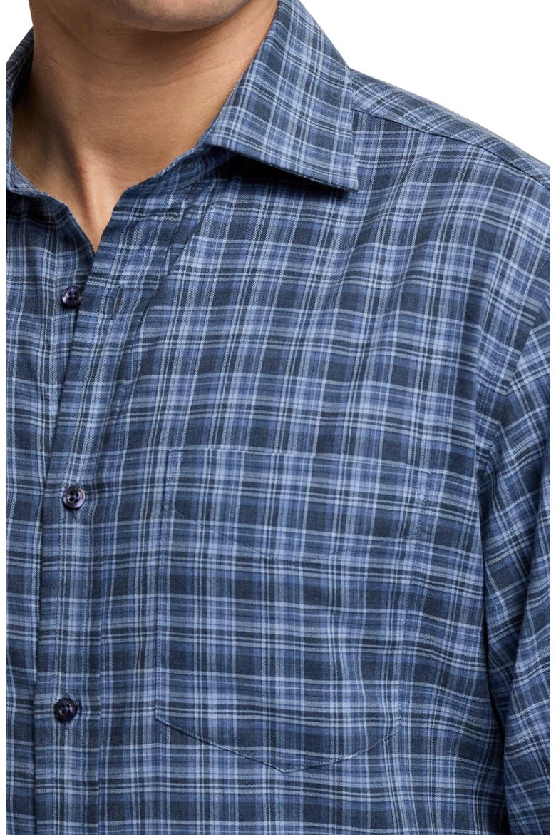 Aston Plaid Brushed Cotton Button-Up Shirt, Alternate, color, VINTAGE INDIGO PLAID