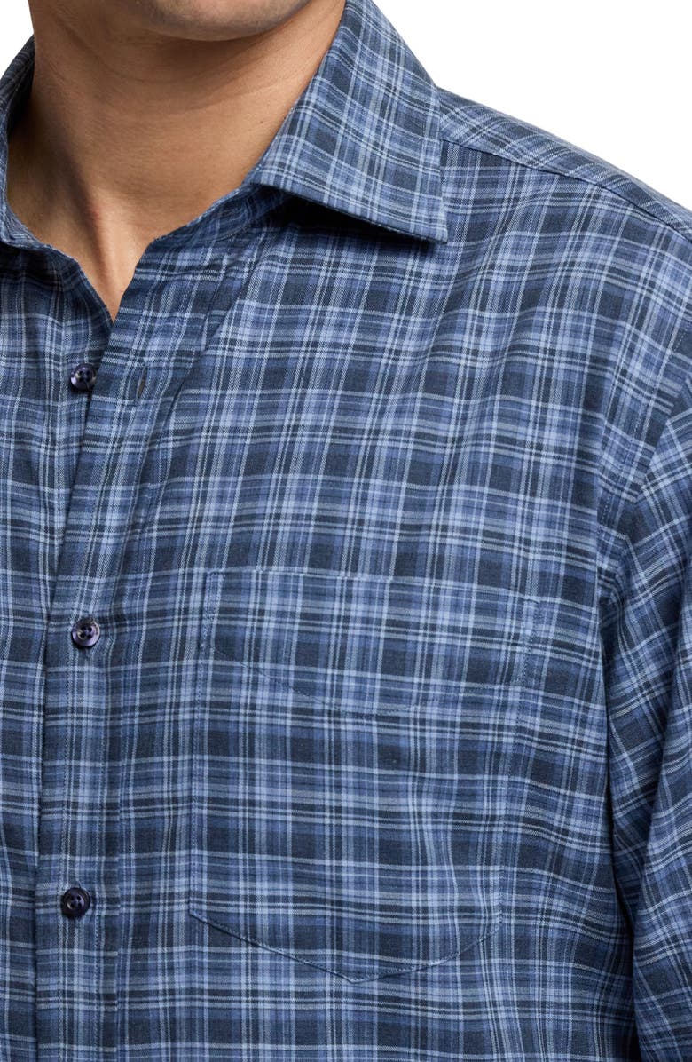 Ralph Lauren Purple Label Aston Plaid Brushed Cotton Button-Up Shirt, Alternate, color, Vintage Indigo Plaid