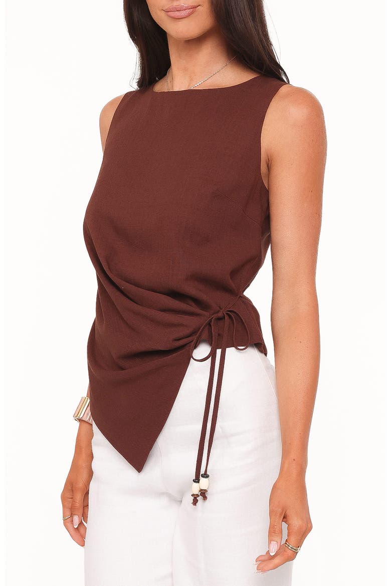 Heloise Side Tie Top, Alternate, color, DARK BROWN