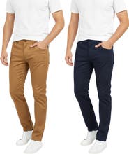 BenBen Mens 2 Pack Chinos Slim Fit Stretch Pants