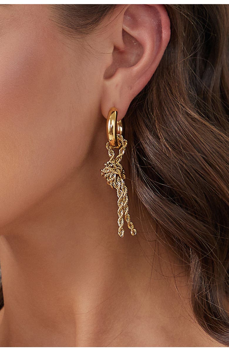 Classicharms Unique Asymmetrical Rope Chain Baroque Pearl Drop Earrings, Alternate, color, Gold