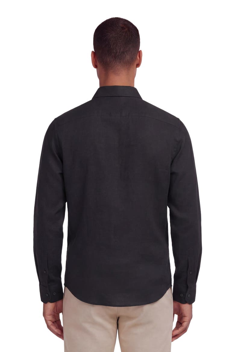 Linen Long Sleeve Shirt, Alternate, color, BLACK