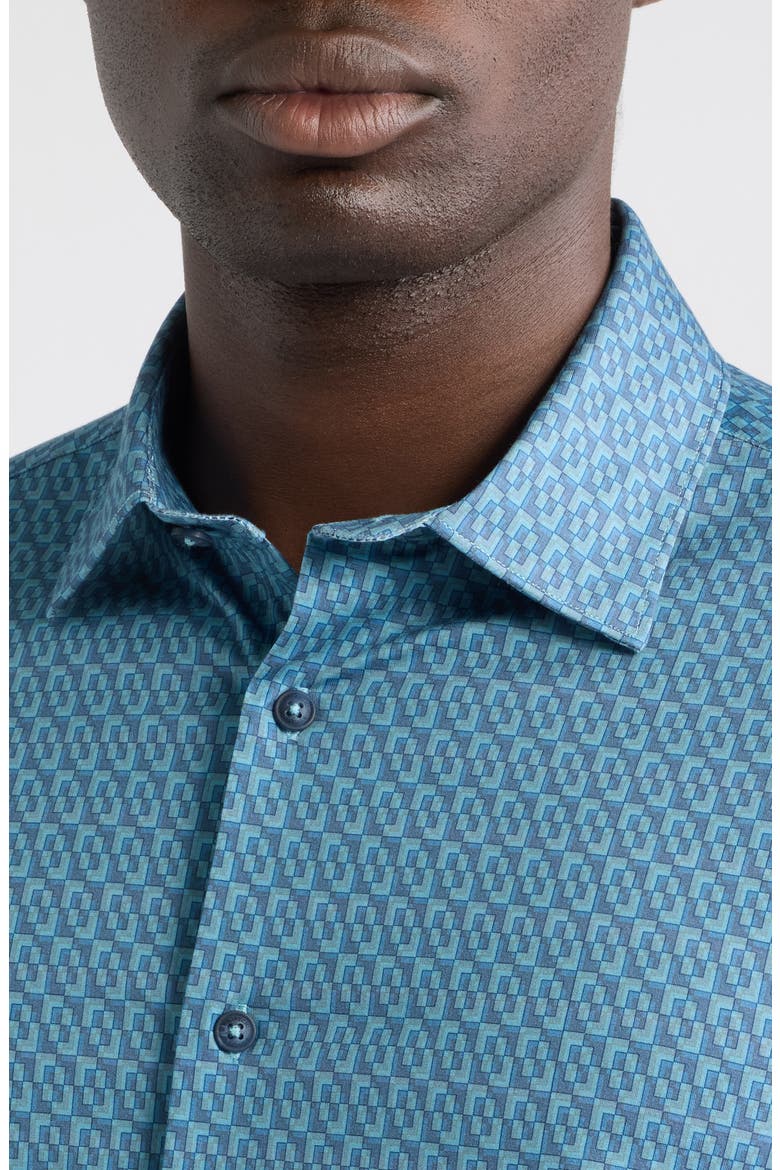 James OoohCotton® Geo Print Button-Up Shirt, Alternate, color, TEAL