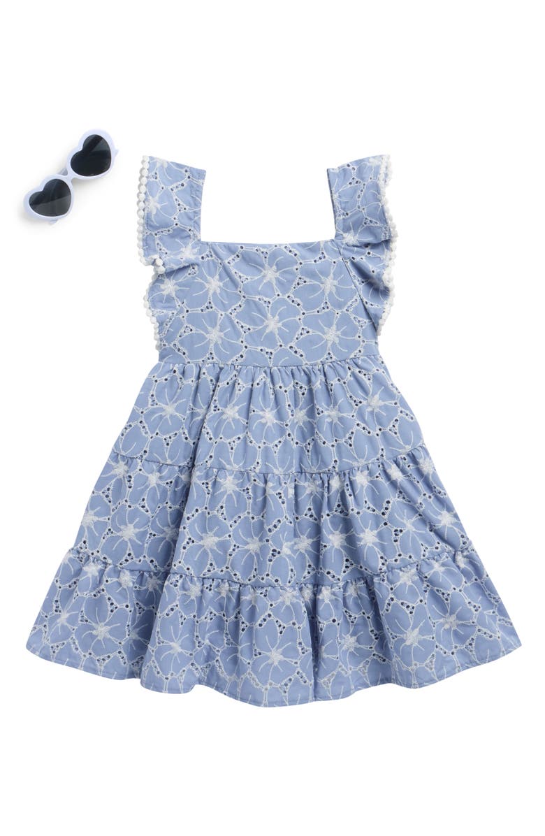 BLUEBERRY Kids' Embroidered Dress & Sunglasses Set, Main, color, Peri Blue