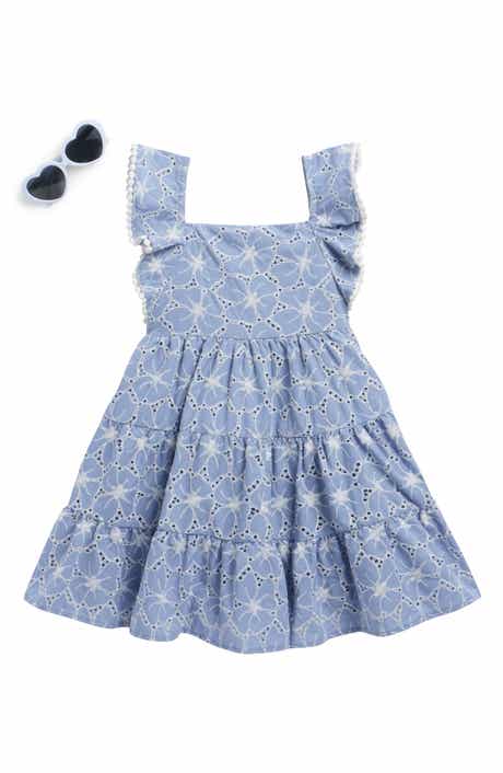 BLUEBERRY Kids' Embroidered Dress & Sunglasses Set