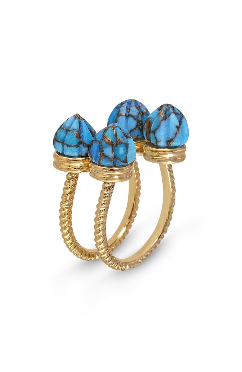 LuvMyJewelry Sea Breeze Turquoise Double Band Ring, Main, color, 14Kt Gold Vermeil On Sterling