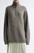 Maison Margiela Oversize Cotton & Wool Blend Half Zip Sweater