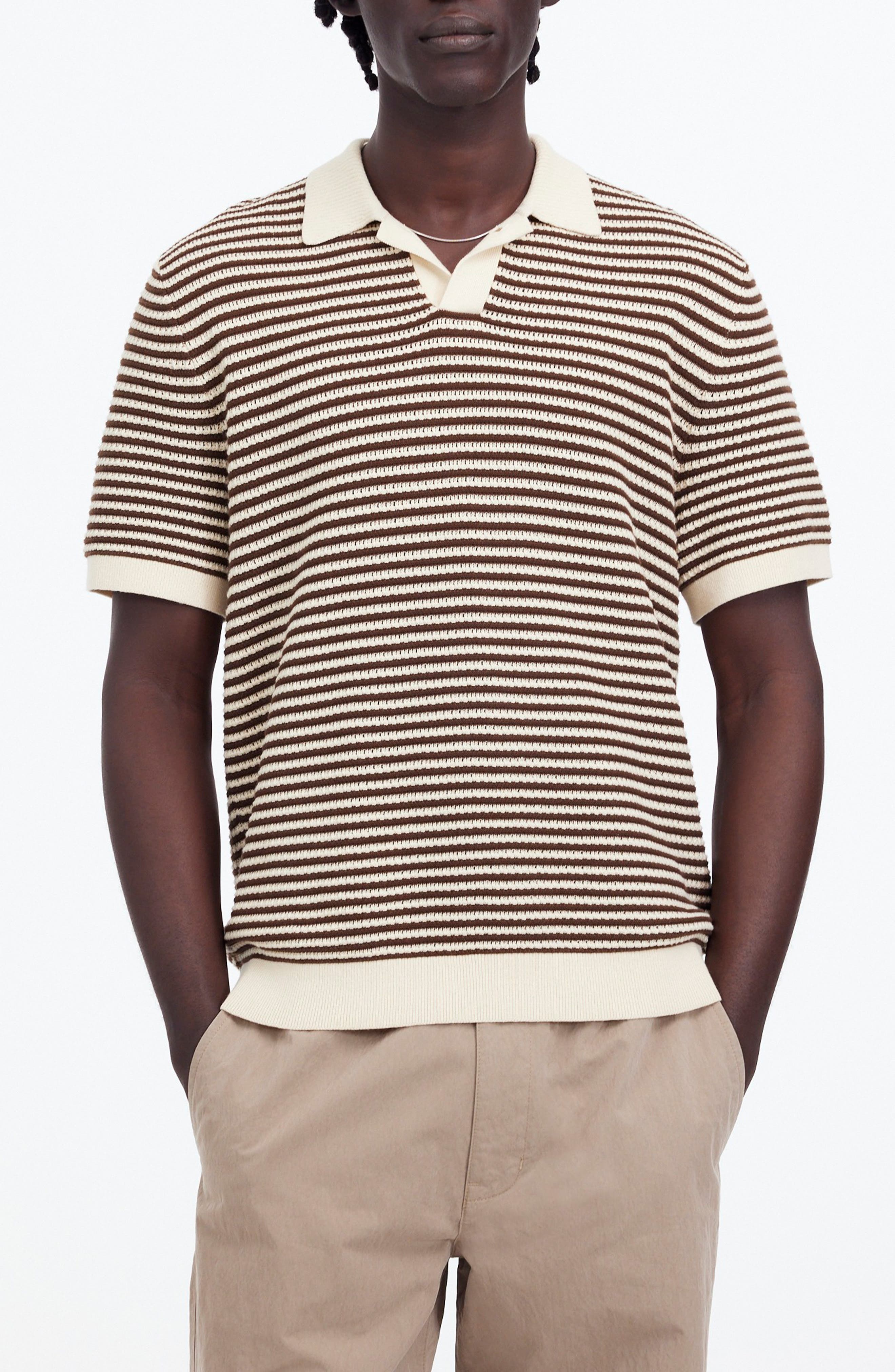 Madewell Pointelle Stitch Single Button Sweater Polo