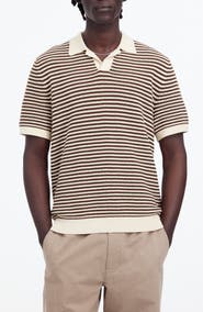 Madewell Pointelle Stitch Single Button Sweater Polo