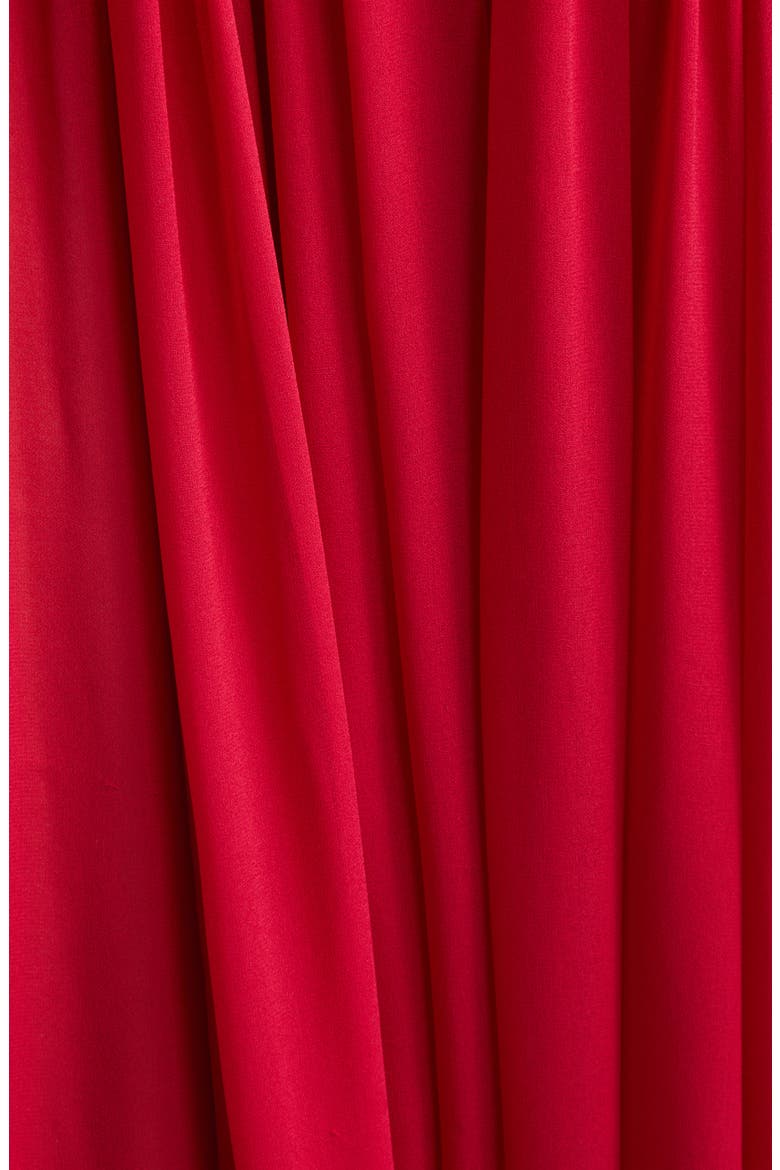 Floral Appliqué Draped Silk Chiffon Gown, Alternate, color, CRANBERRY