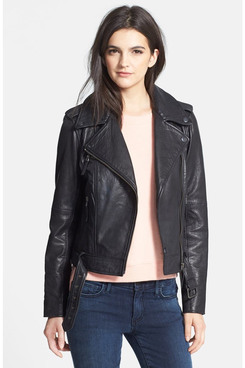 Treasure&Bond Leather Jacket, Main, color, BLACK
