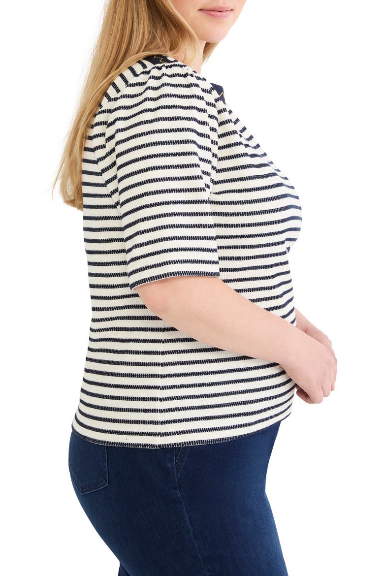 Embroidered Boat Neck Shirt, Alternate, color, INDIGO MULTI