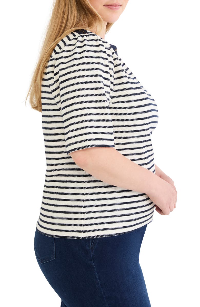 NIC+ZOE Embroidered Boat Neck Shirt, Alternate, color, Indigo Multi