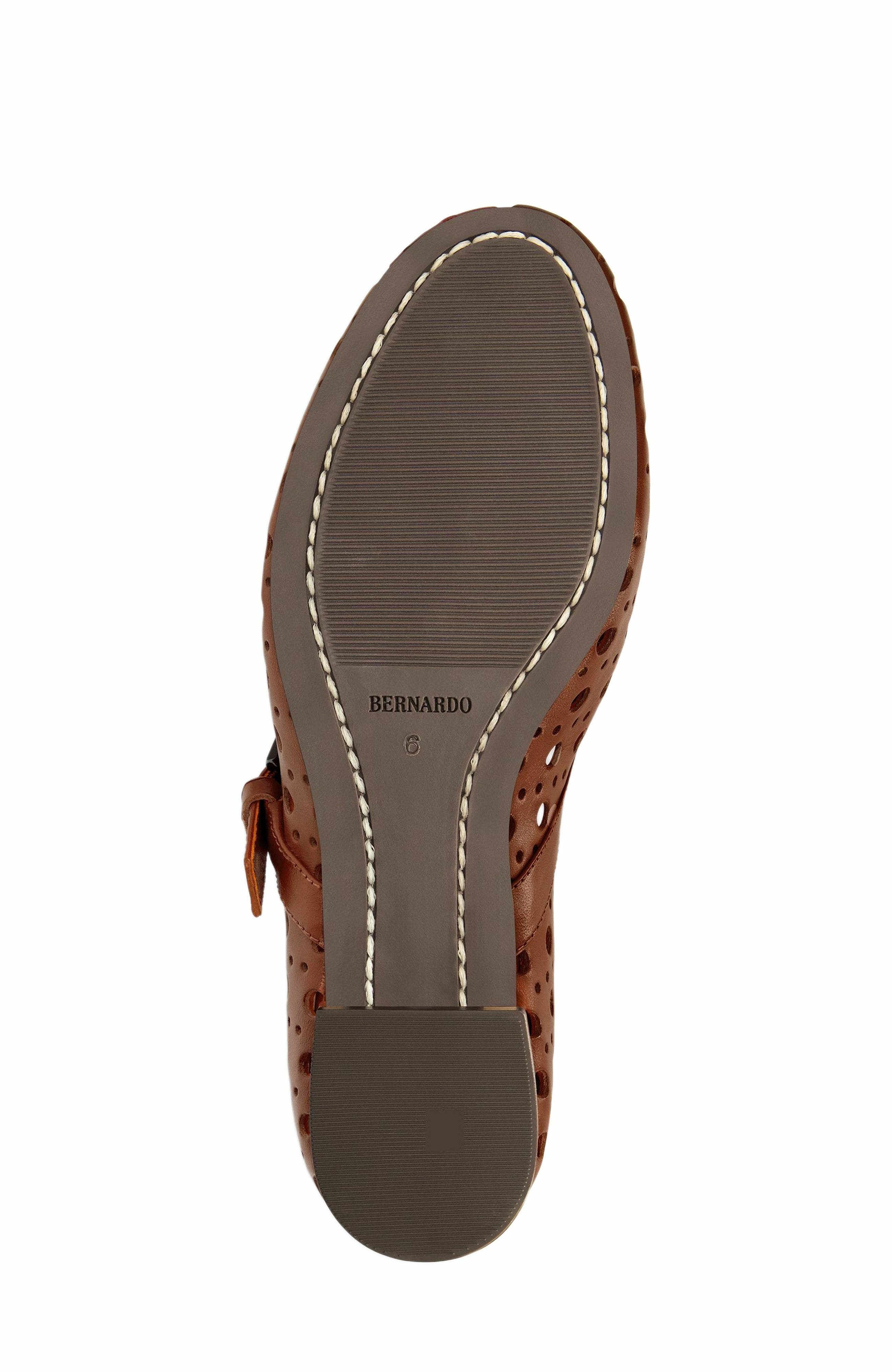 Bernardo Footwear Borden Perf Mary Jane Flat, Alternate, color, Mahogany