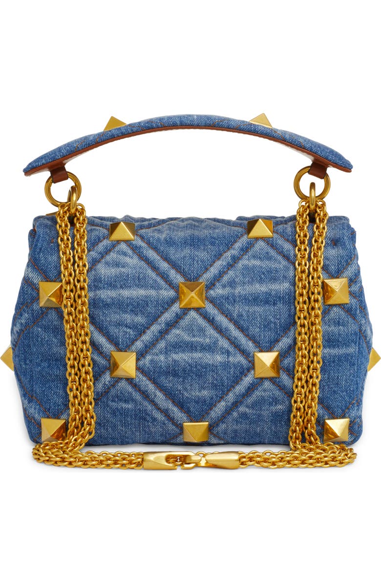 Valentino Garavani Valentino Medium Roman Stud Denim Shoulder Bag, Alternate, color,