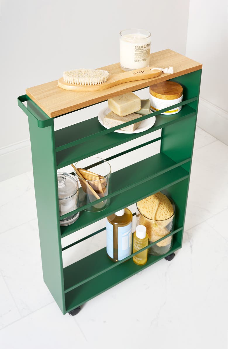 Yamazaki Steel Rolling Storage Cart, Alternate, color, Forest Green