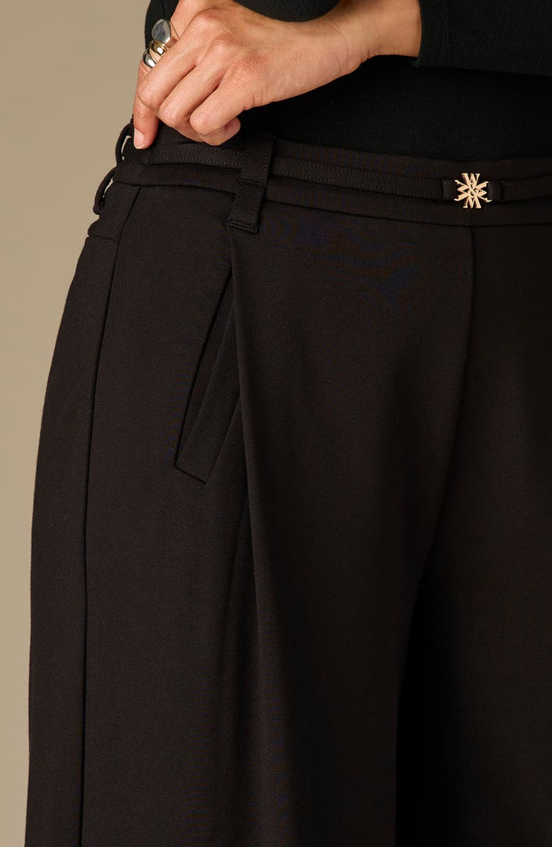Wit & Wisdom Skyrise Pleated Belted Cropped Wide Leg Trousers, Alternate, color, Black