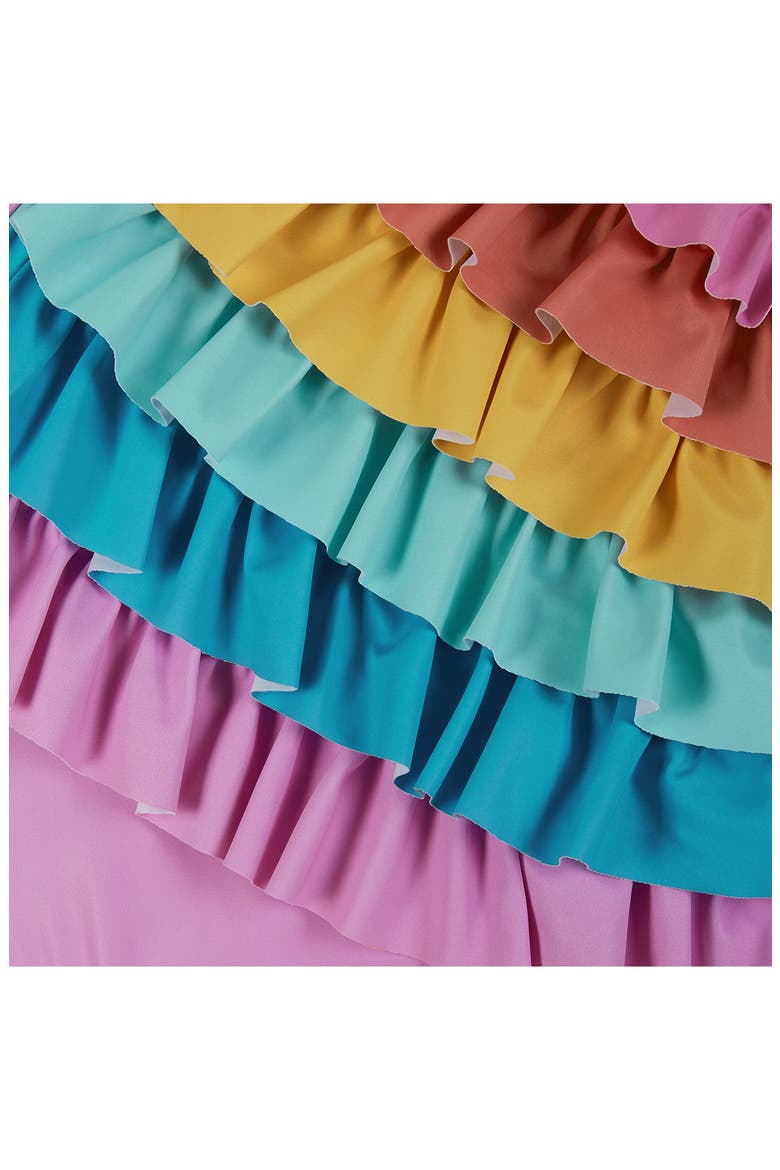 Rainbow Ruffle One-Piece Swimsuit, Alternate, color, PURPLE RAINBOW