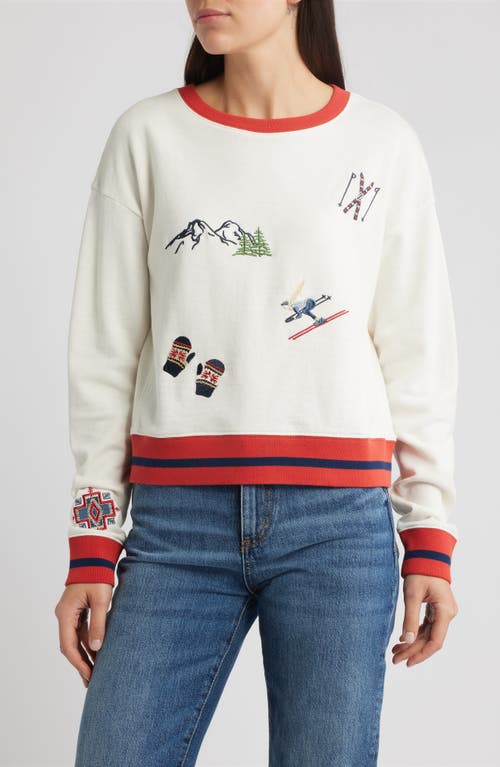 Pendleton Embroidered Cotton French Terry Crewneck Sweatshirt In White