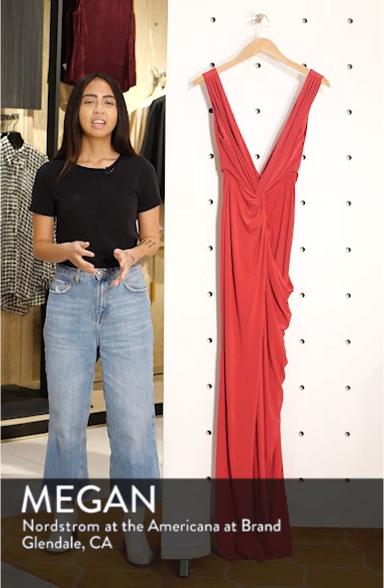 Leo Twist Front Column Gown, sales video thumbnail