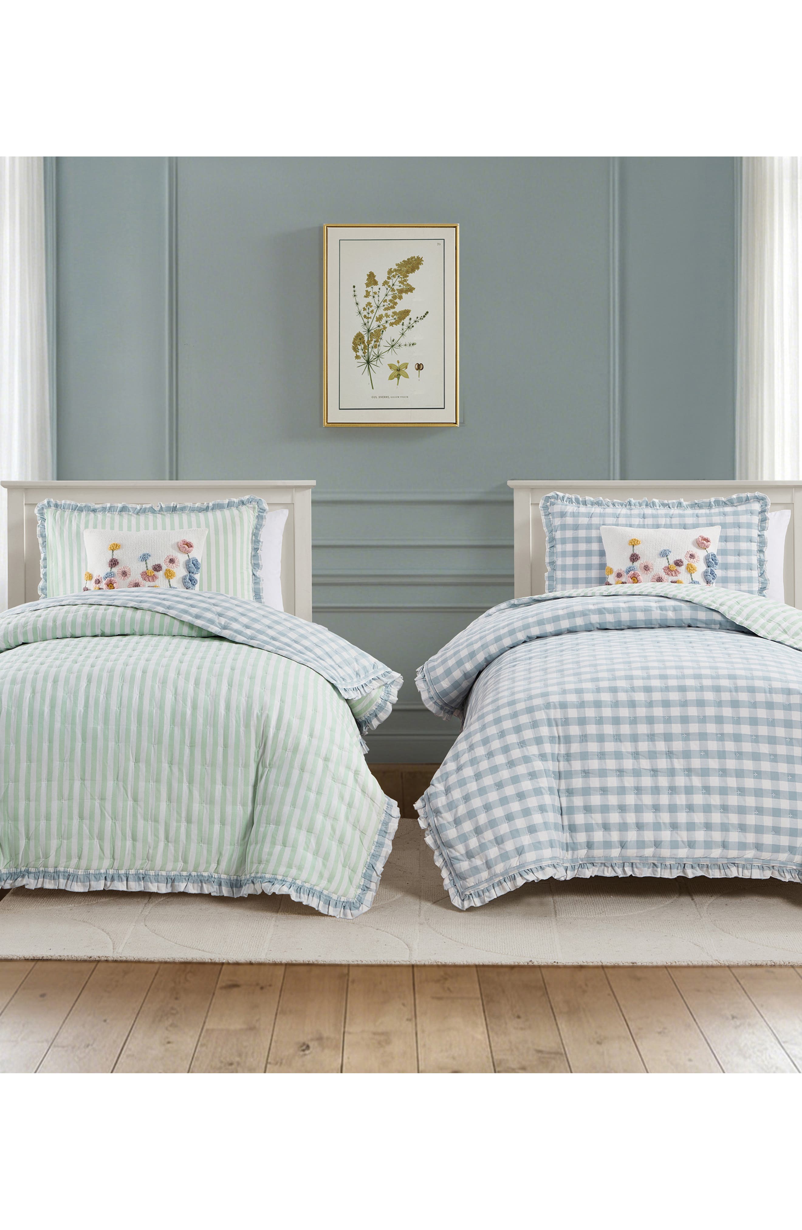 Peri Home Gingham & Stripe Reversible Quilt Set | Nordstrom