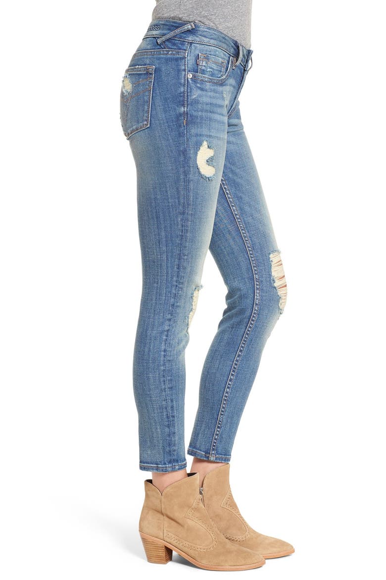 'Chelsea' Destroyed Ankle Skinny Jeans, Alternate, color, LIGHT WASH