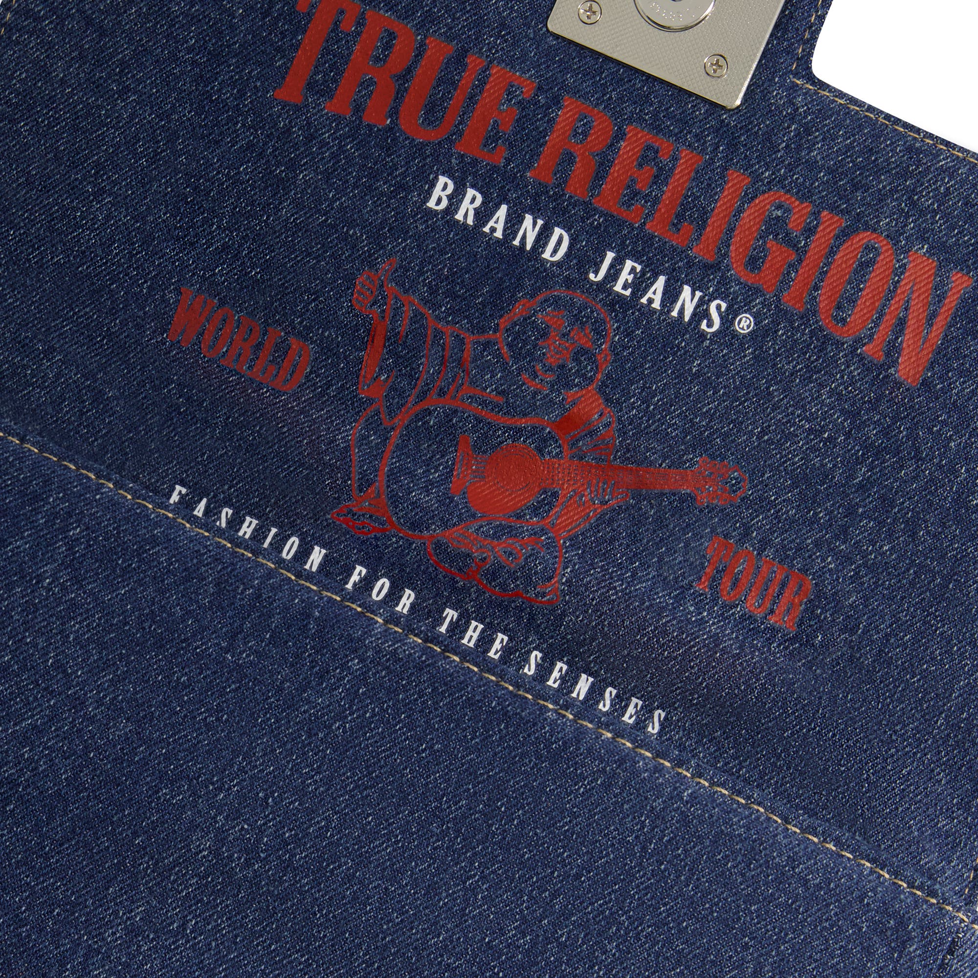 True Religion Denim Silver Hardware Flap, Alternate, color, 