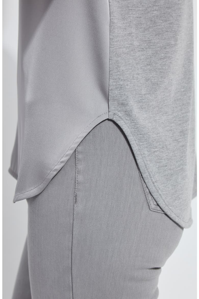 A-Line Crewneck Mixed Media Top, Alternate, color, DARK HEATHER GREY